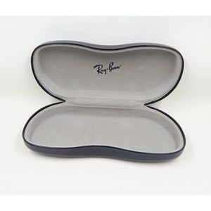 Ray Ban Sunglass/Eyeglass Hard Shell Case Clamshell Black Gray Suede Interior